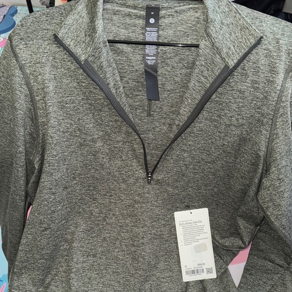 Lululemon Soft Jersey Half Zip M/Heathered Slate Brown/Heathered Army Green - Picture 6 of 6